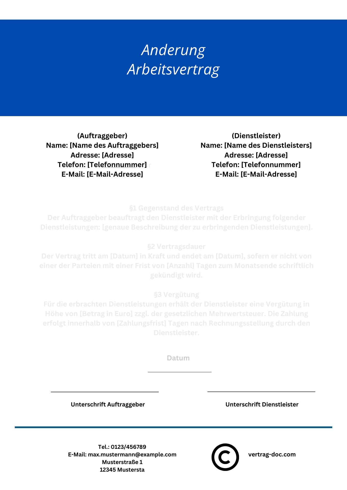 Änderung Arbeitsvertrag