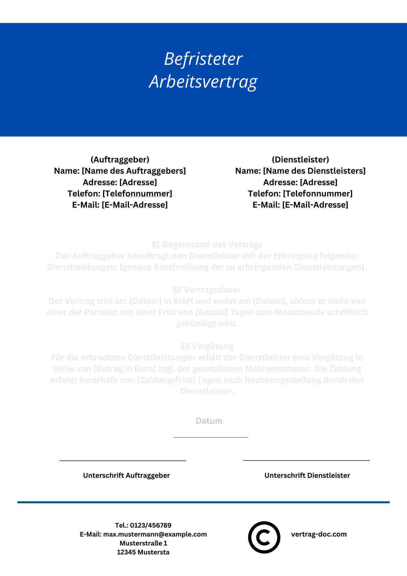 Befristeter Arbeitsvertrag