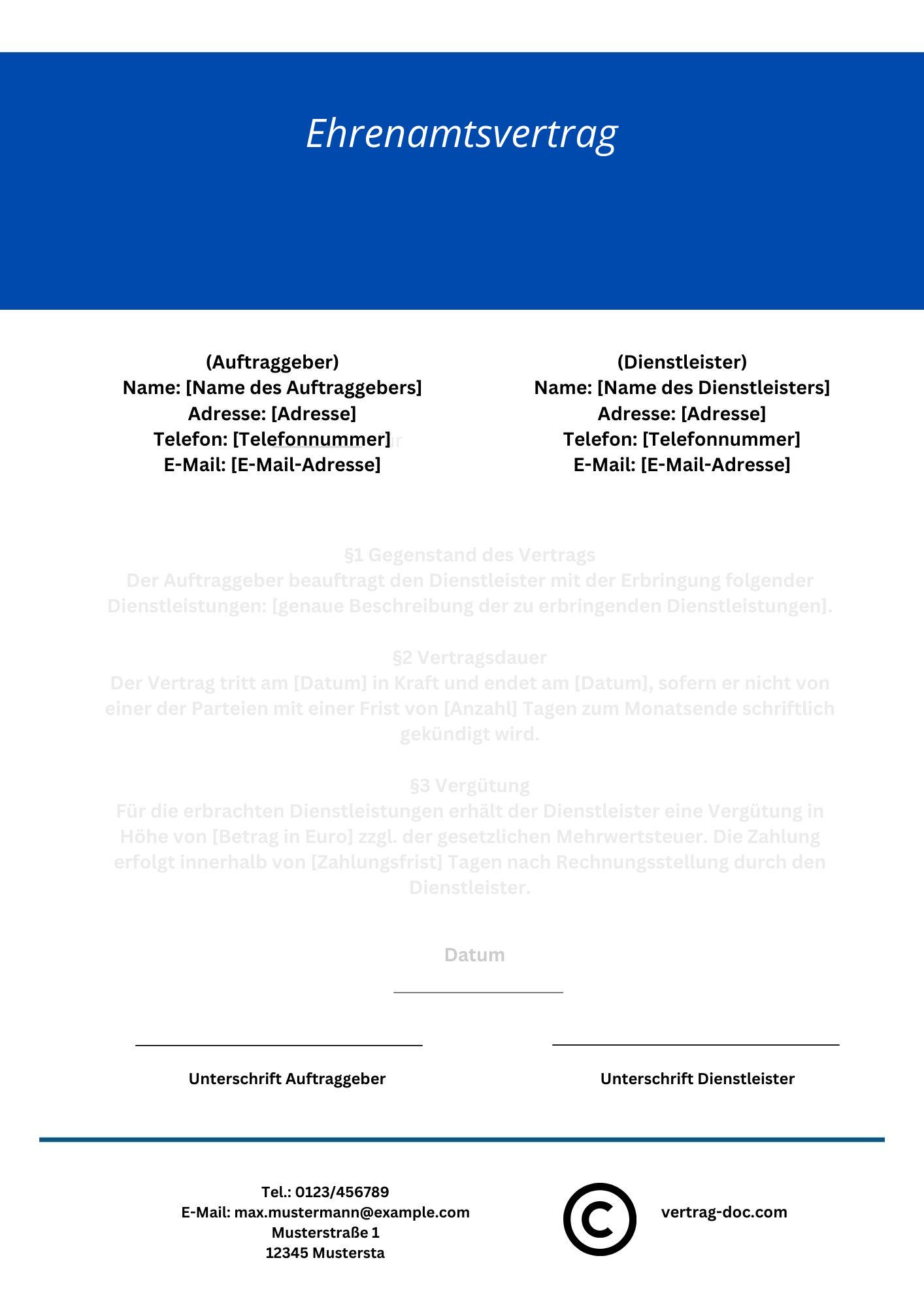 Ehrenamtsvertrag