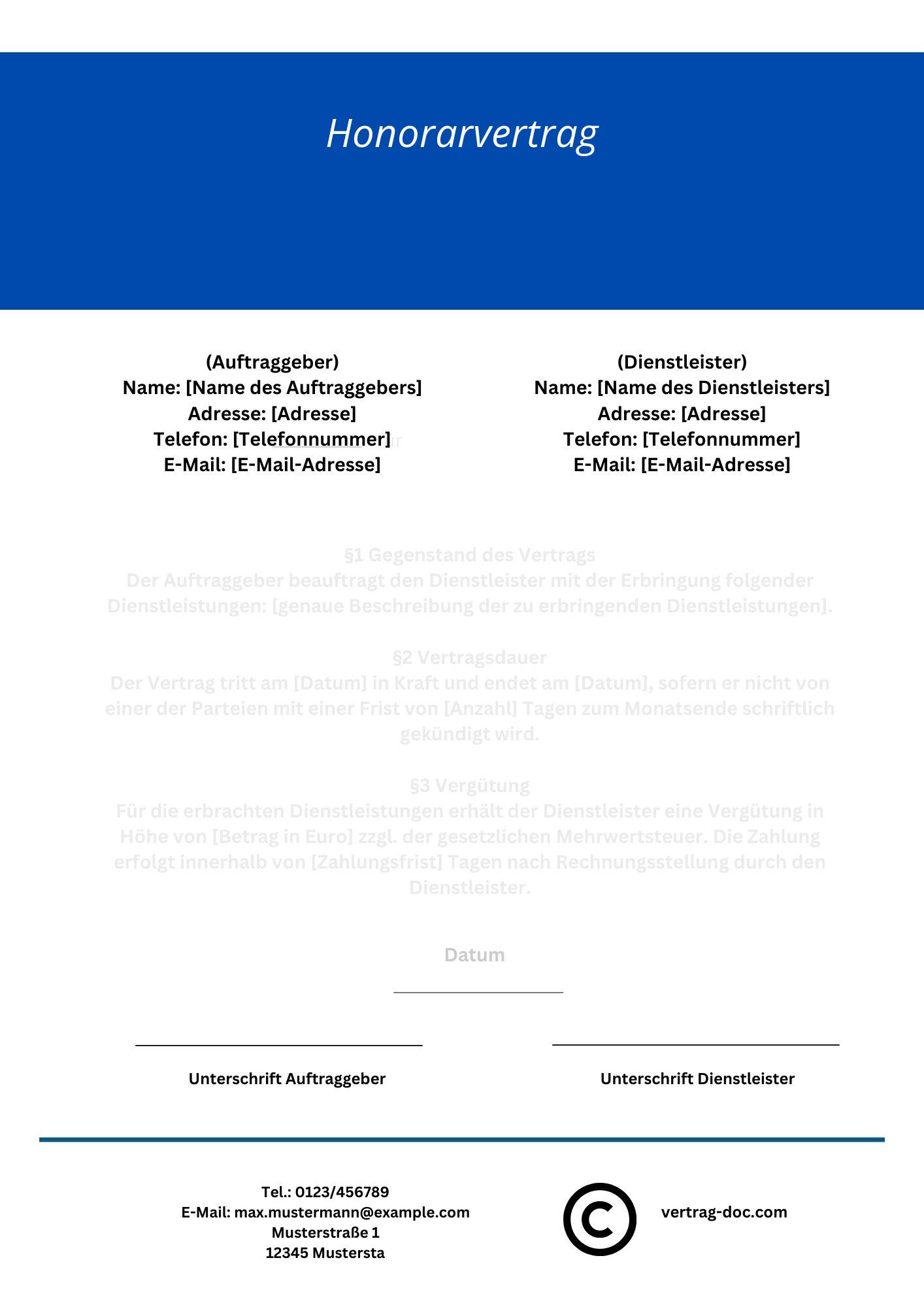 Honorarvertrag