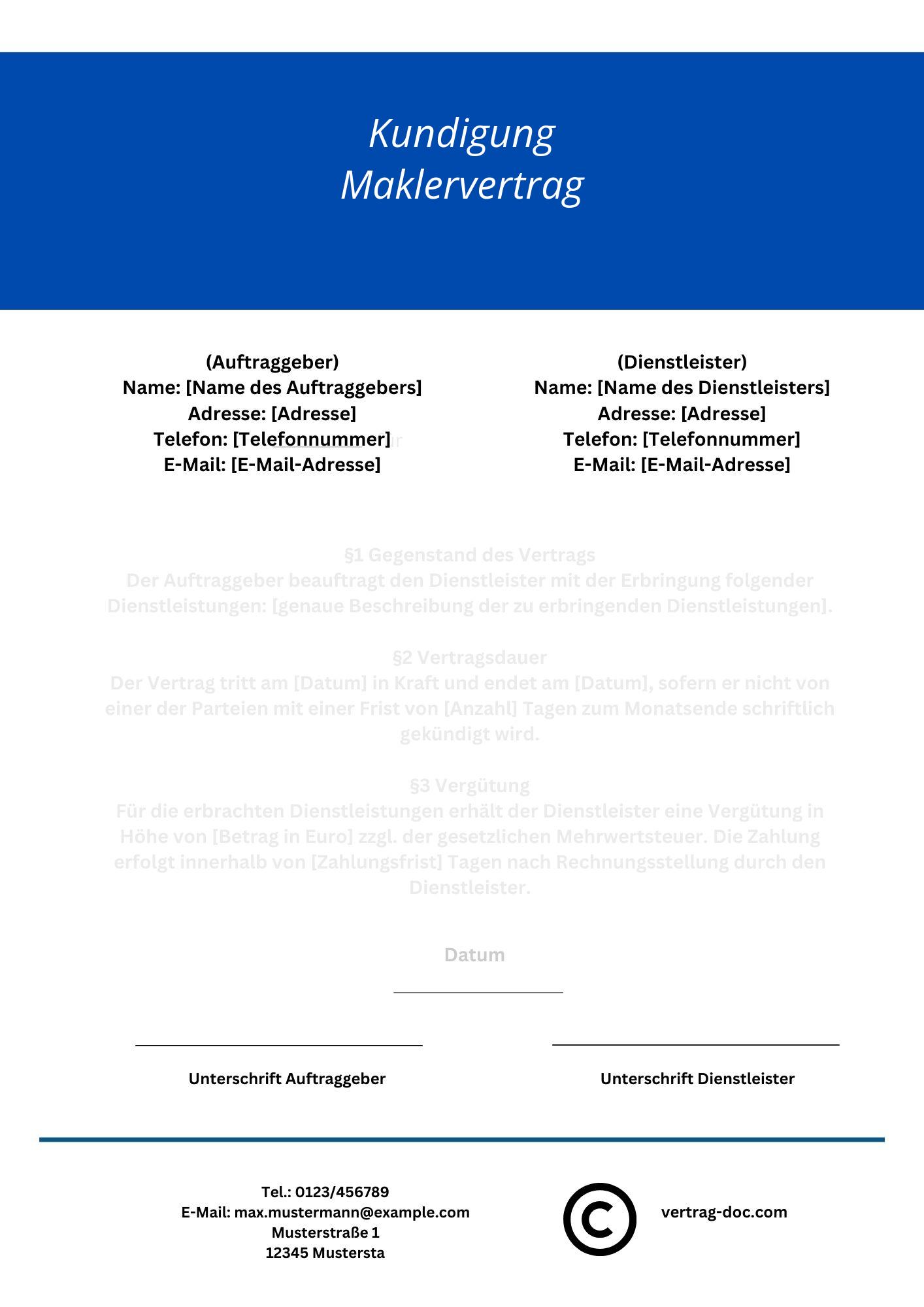 Kündigung Maklervertrag