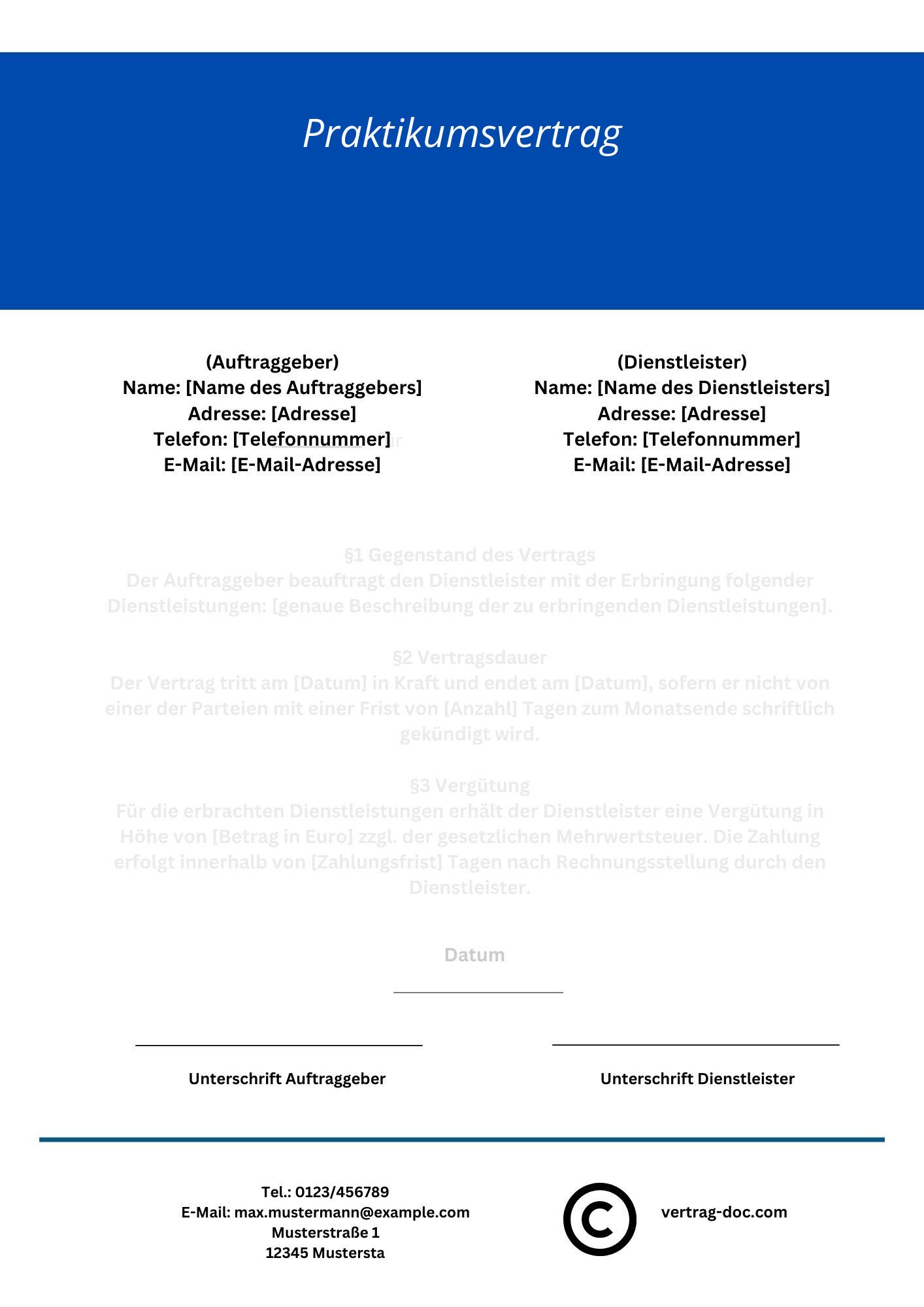 Praktikumsvertrag