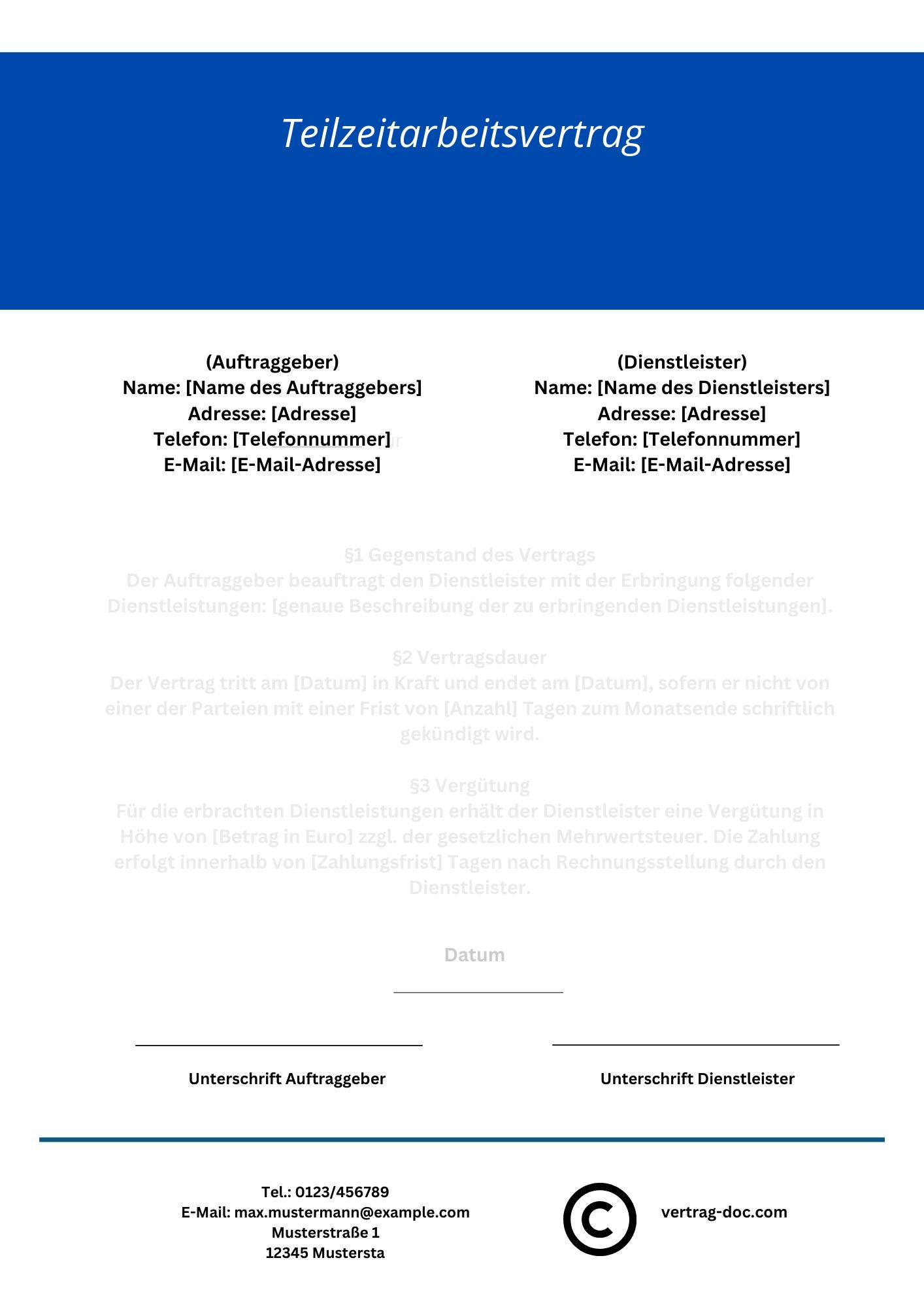 Teilzeitarbeitsvertrag